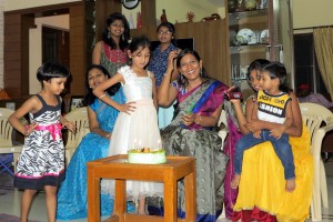 Everyone celebrates Indu at her house