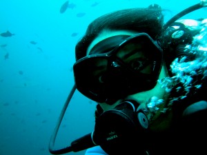 Me, Scuba Diving! (What's that behind you, Shantha?  A Shark?!)