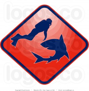 royalty-free-vector-logo-of-a-scuba-diver-and-shark-by-patrimonio-785