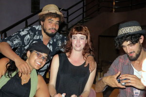 2014.6.16 IMG_5623 SJ, Yaya, Rachel, and ljfk at Jazz club, Essaouira, Morocco 2578x1721-001