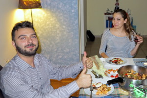 Thanassis and Lorena aprove the dinner