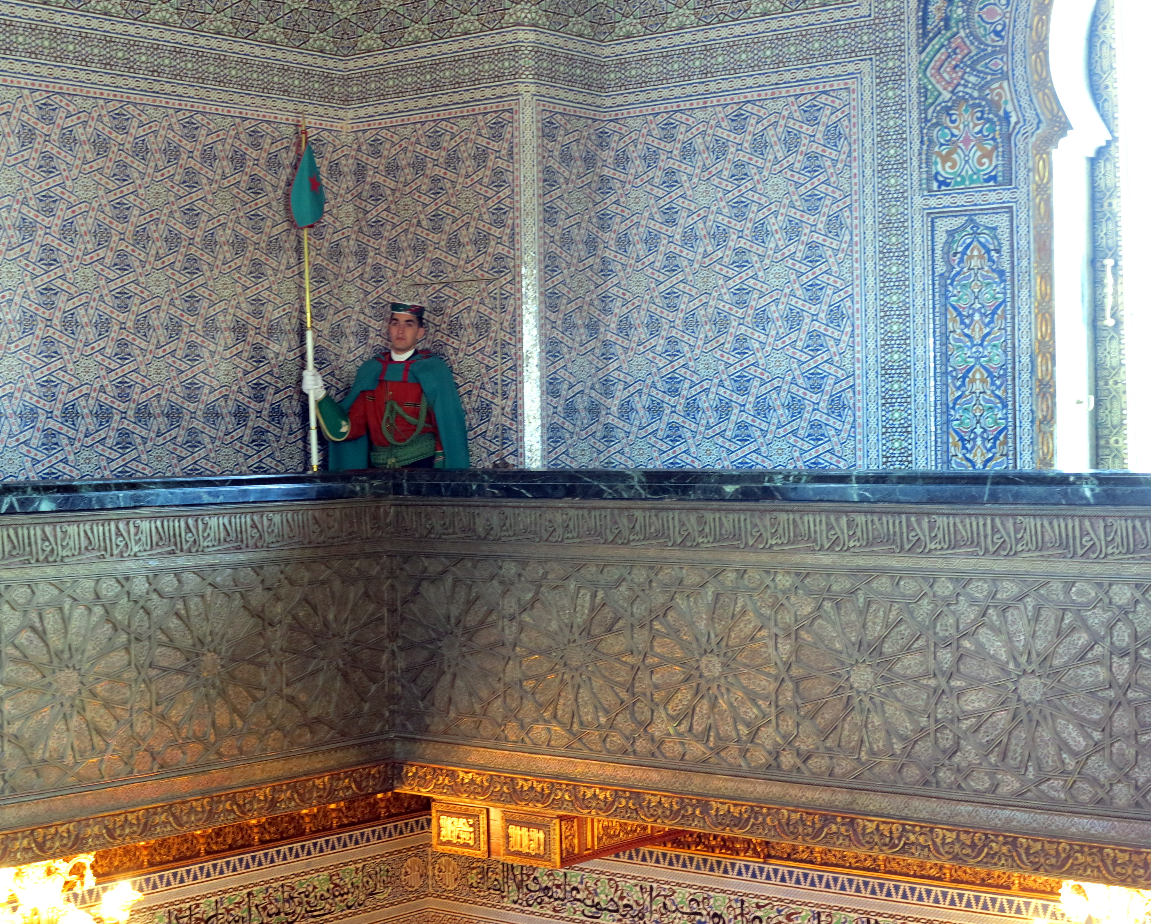 Guard inside Mohammed V Mausoleum
