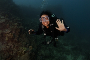 Shantha at Great Barrier Reef, Australia; June 2015, photo by Pat Smithson.  
