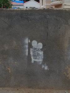 Skeleton Stensil on Wall in Bangalore, India; July 2017