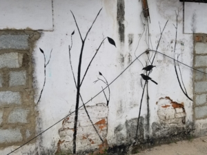 Bird painting on Wall in Bangalore, India; July 2017