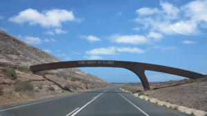 Highway graffiti on Lanzarote, Las Canarias, Spain